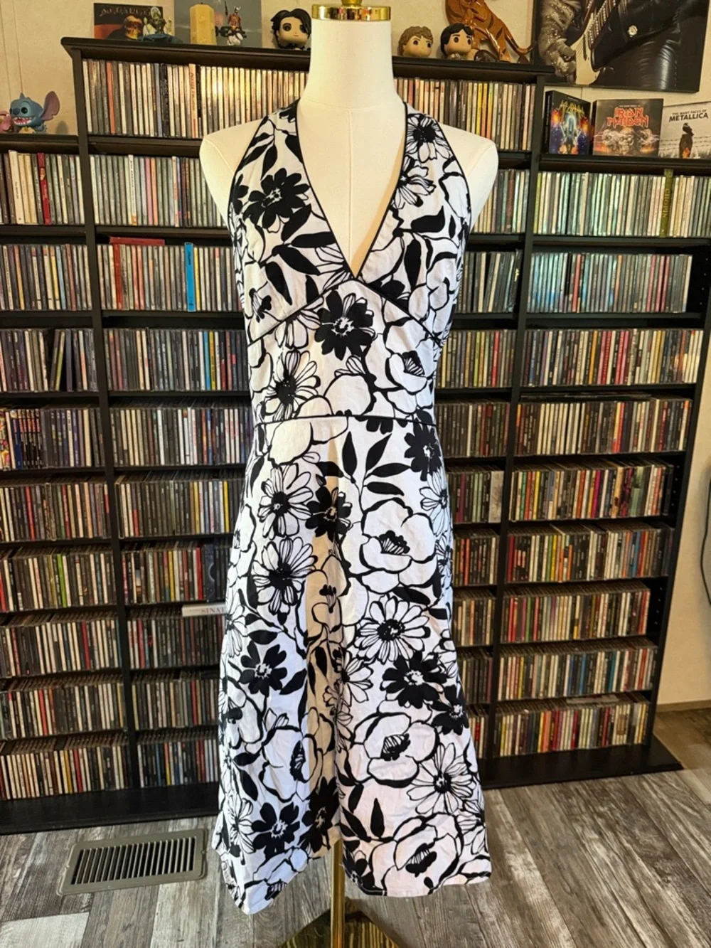 A.P.N.Y Black Floral Formal Summer Dress MIDI Boho - Picture 1 of 5